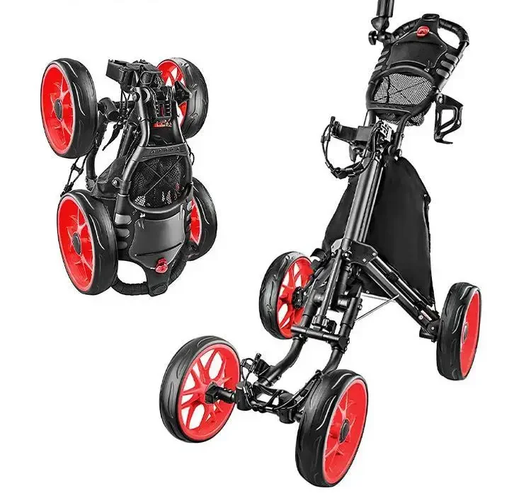 Chengmo Sports 4-Wheel Aluminum Folding Golf Push/Pull Cart with Umbrella Holder