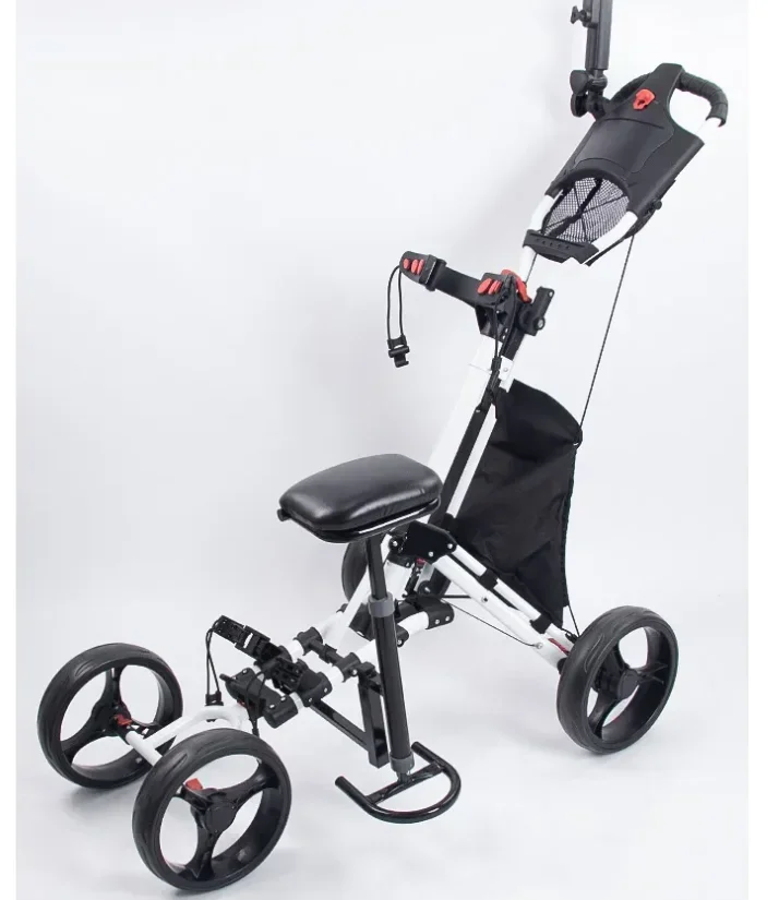 Lightweight Folding Golf Push Pull Cart with Seat & Foot Brake