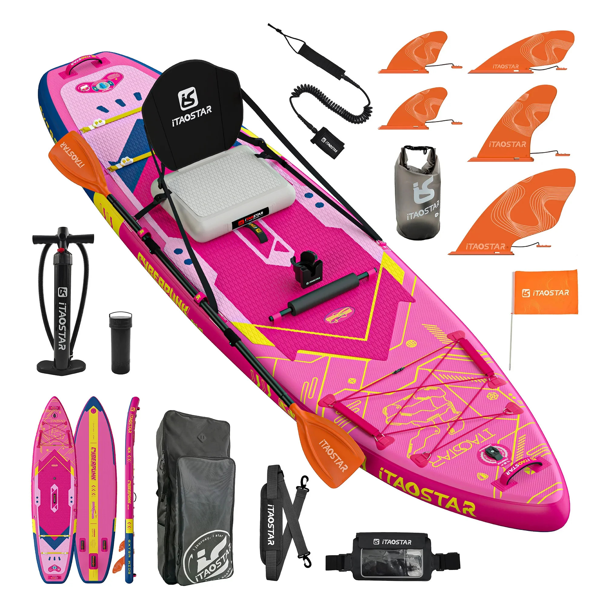 ITAOSTAR Cyberpunk C02D 11'6" x 35" x 6" Inflatable Stand Up Paddle Board (SUP) for Fishing, Yoga & Outdoor Adventures