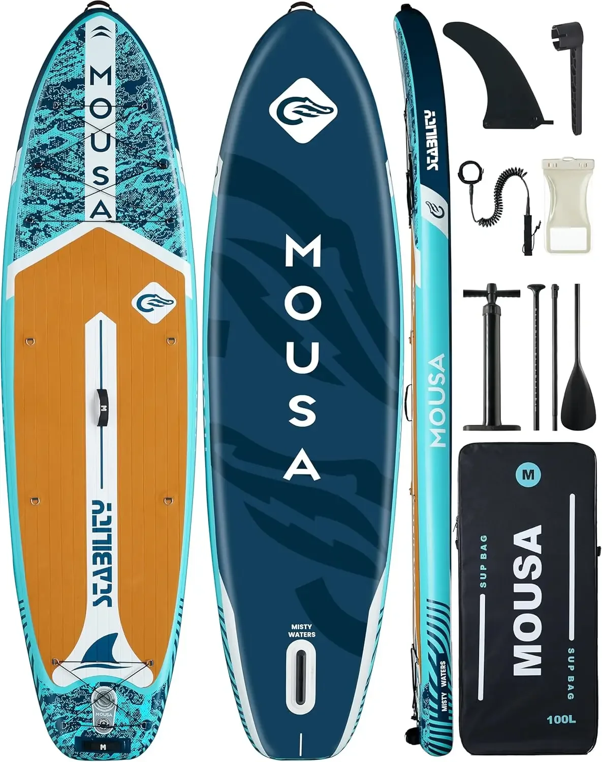 Inflatable Stand Up Paddle Board SUP - 11ft x 35", Surf & Fishing Paddles Included