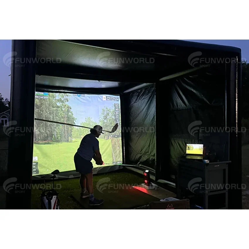 Portable Indoor/Outdoor Golf Simulator - Hitting Bay with Impact Screen & Inflatable Golf Enclosure
