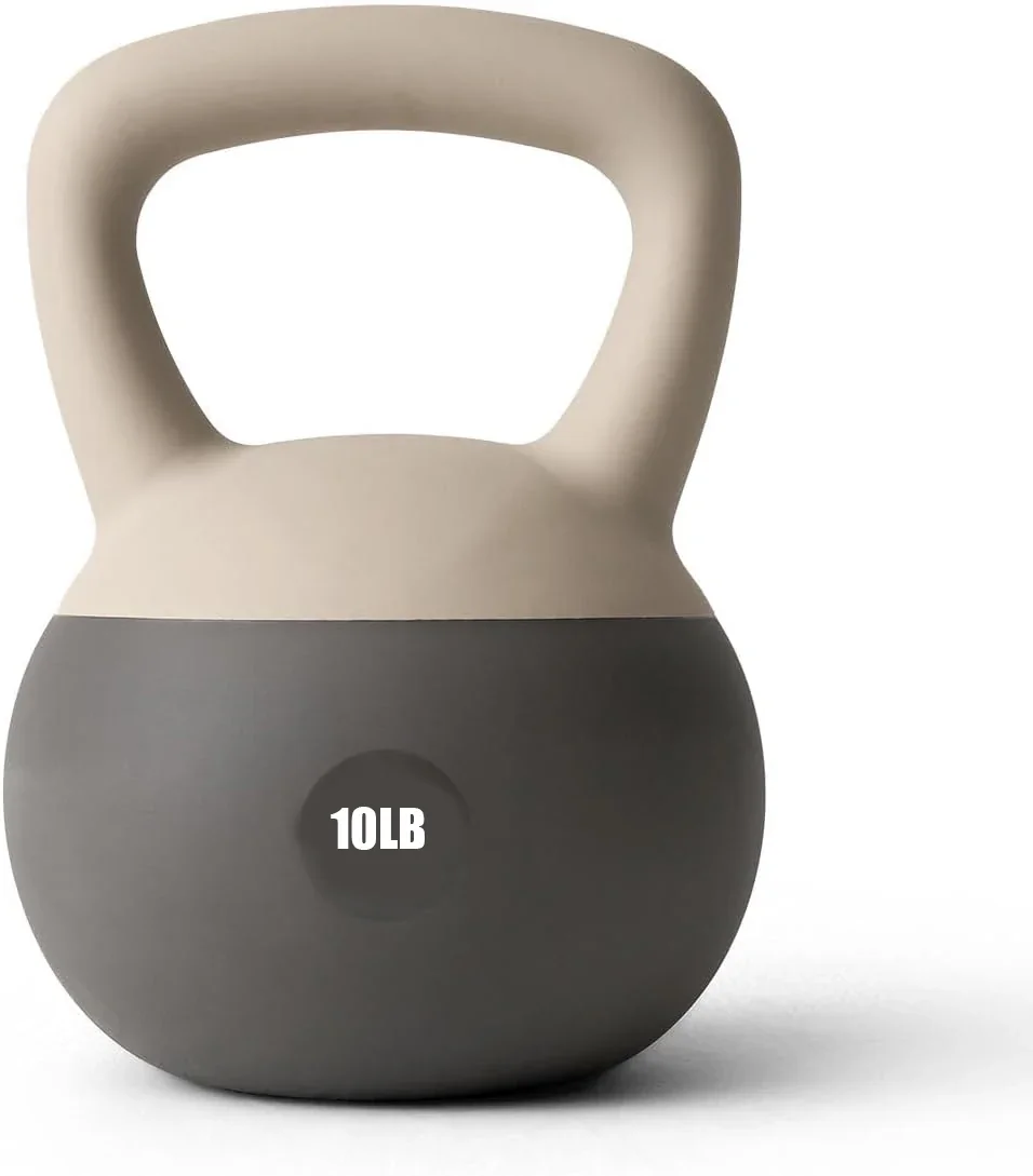 Soft Handle Kettlebell Set for Home Strength Training - Wide Cushion Base - Cast Iron