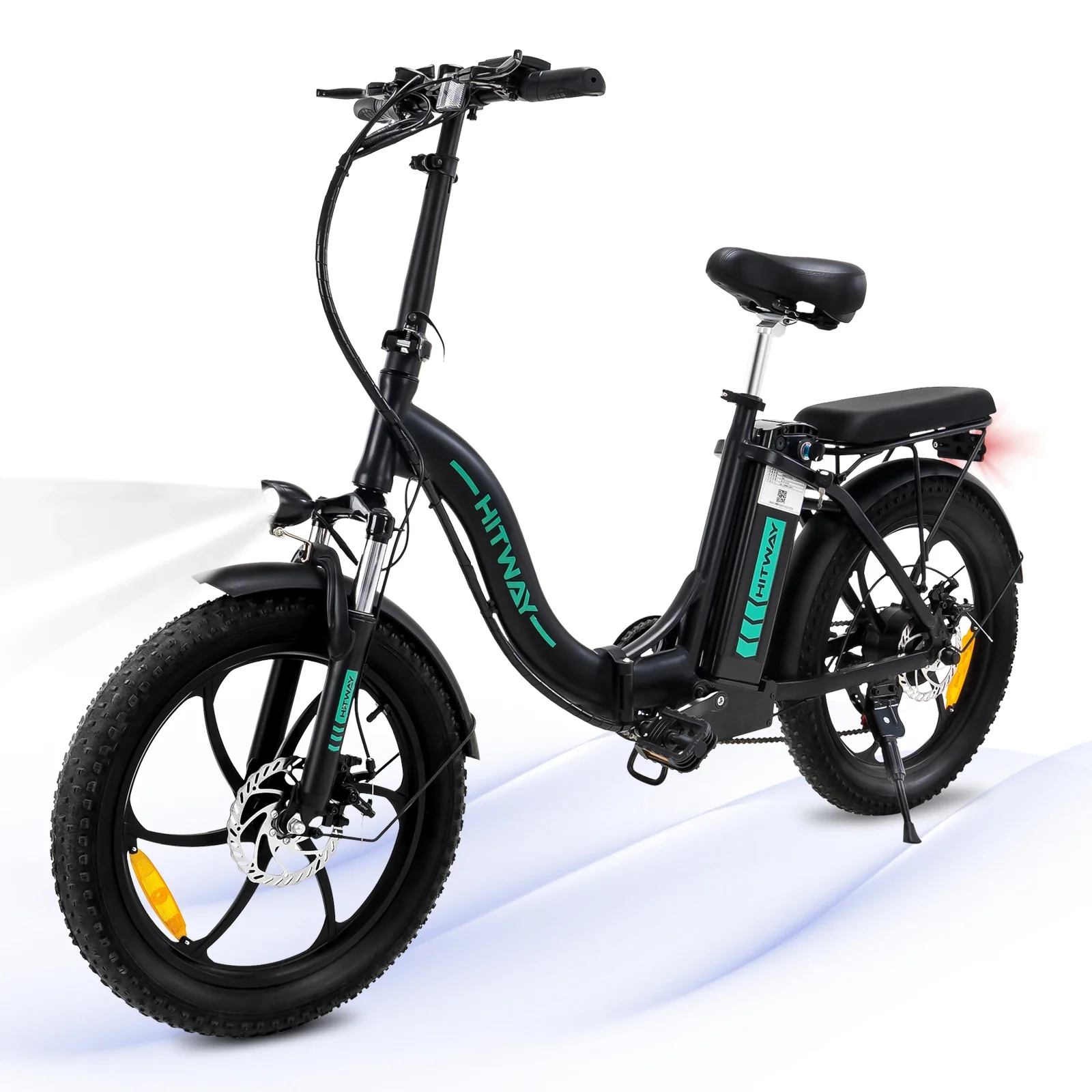 HITWAY EU Warehouse Foldable Hybrid E-Bike Mountain Electric Bike 20" Fat Tires