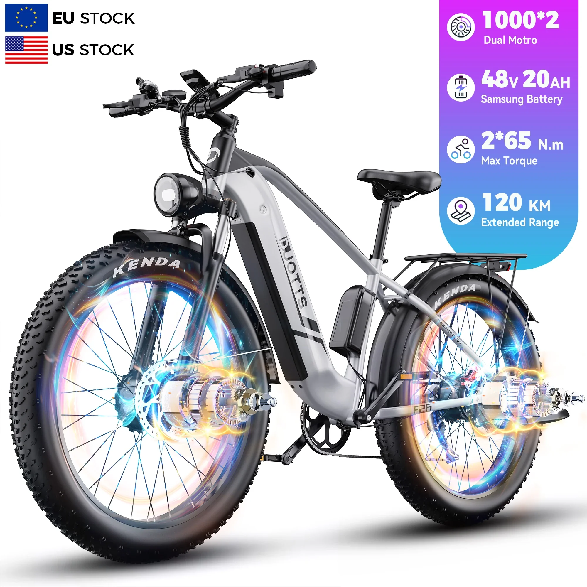 48V Electric Fat Tire Hybrid E-Bike Mountain Bike for Adults