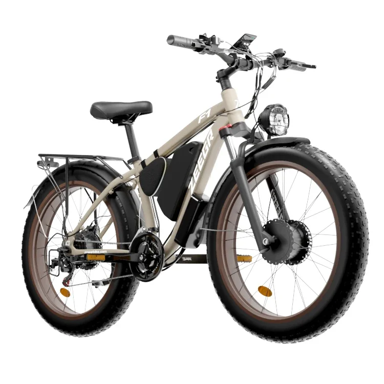 Dual Motor Electric Fat Tire Bike - 2000W, 48V Ebike with Removable Lithium Battery, 26"