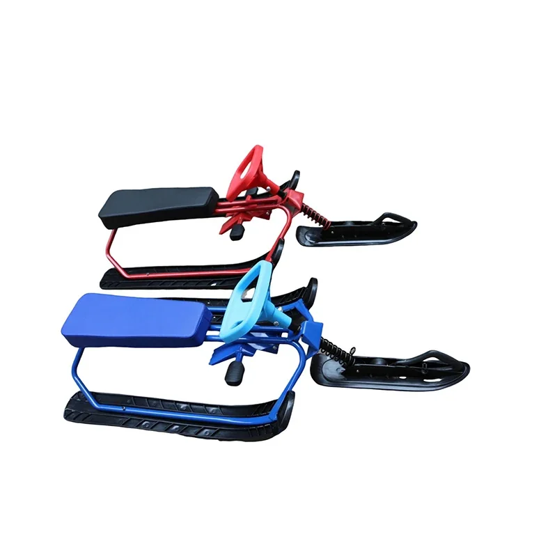 Hot Popular 2024 Kids' Fashion Plastic Snow Sled with Brakes for Adults and Winter Skiing Racers - Outdoor Sports Toy