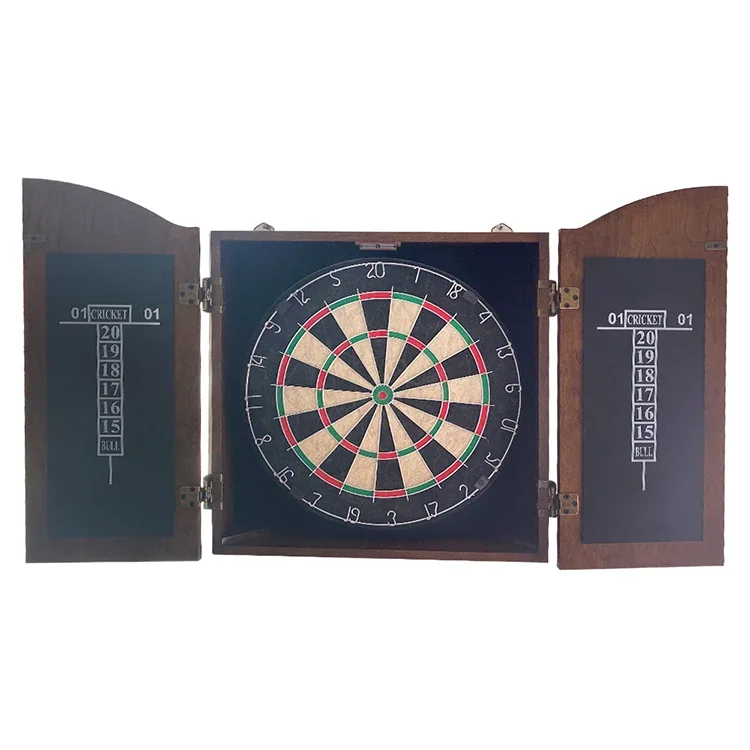 Complete Sisal Dartboard and Cabinet Set - Sports Top Model (Easy Assembly)