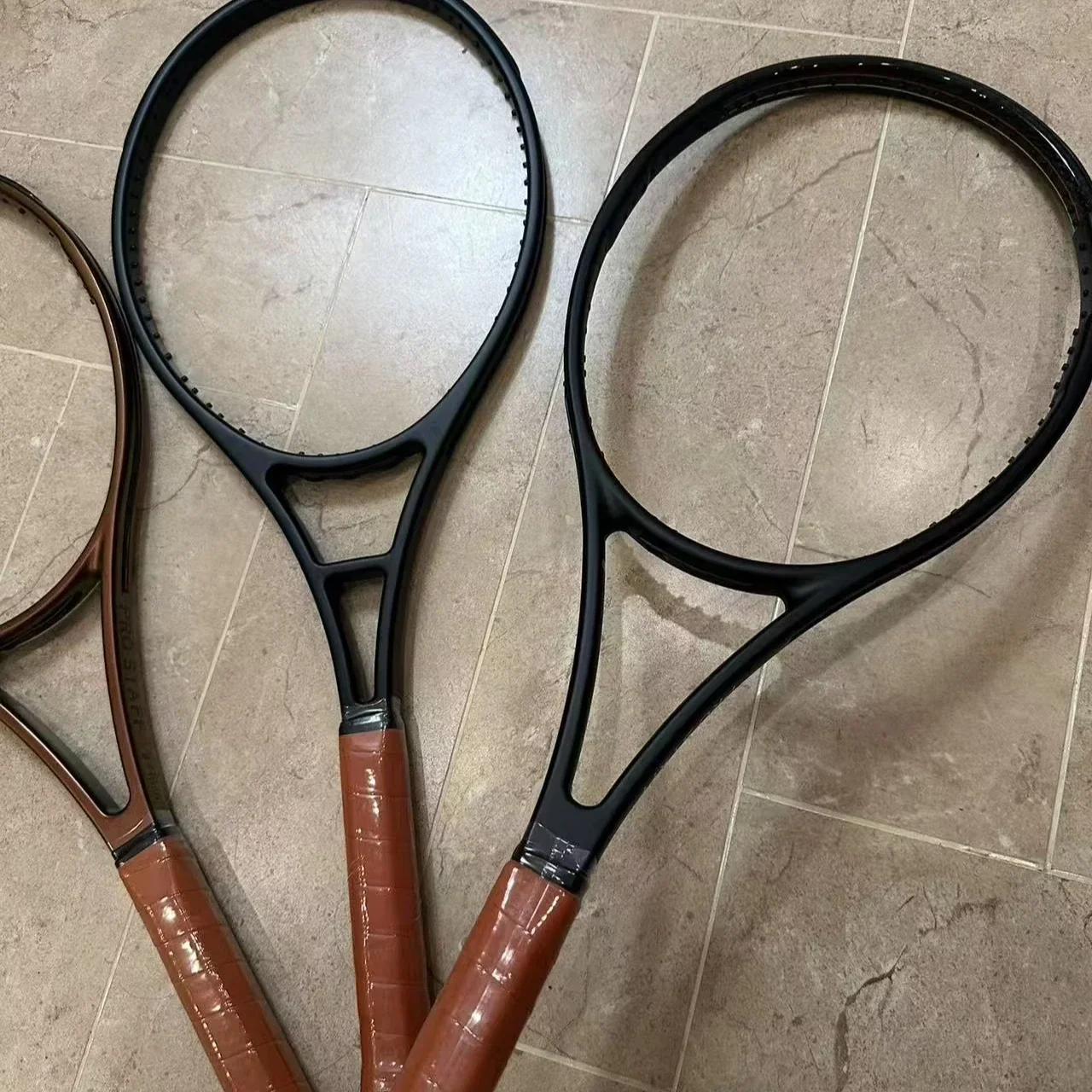 Lightweight Matte Black Tennis Racket - High Quality