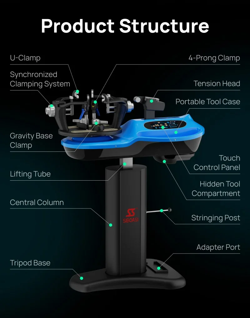 S5 Professional Automatic Badminton Racket Stringing Machine - Height Adjustable, Tiny Tension Control