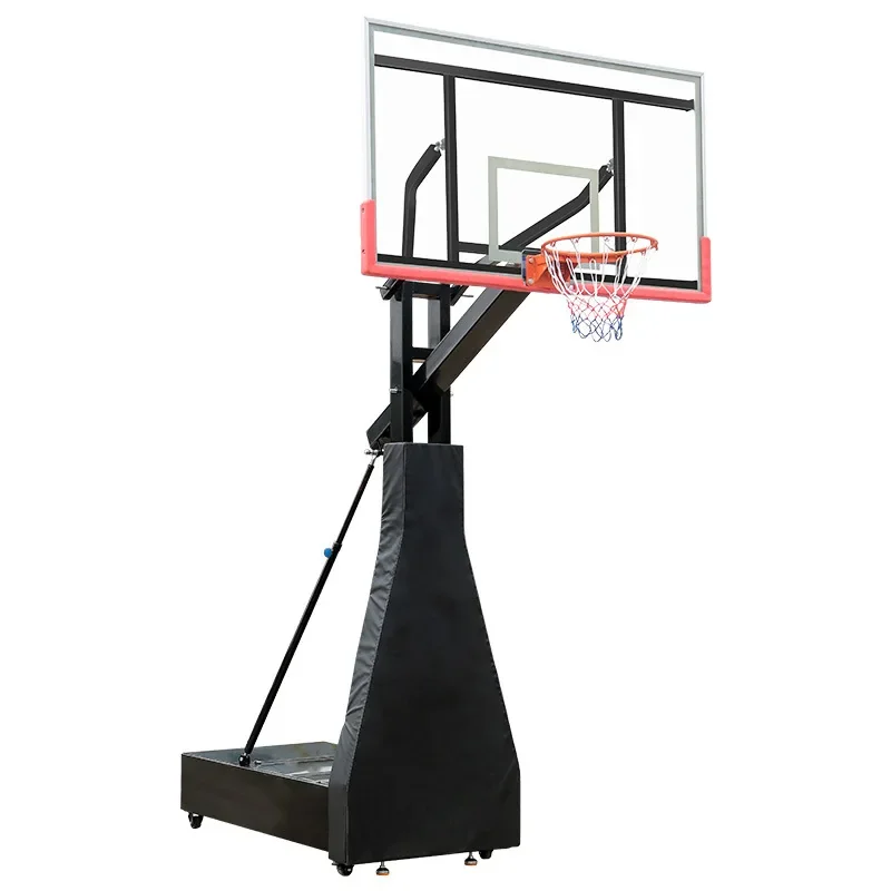 Professional Portable Basketball Hoop Stand - Moveable Outdoor Basketball System with Tempered Glass Backboard
