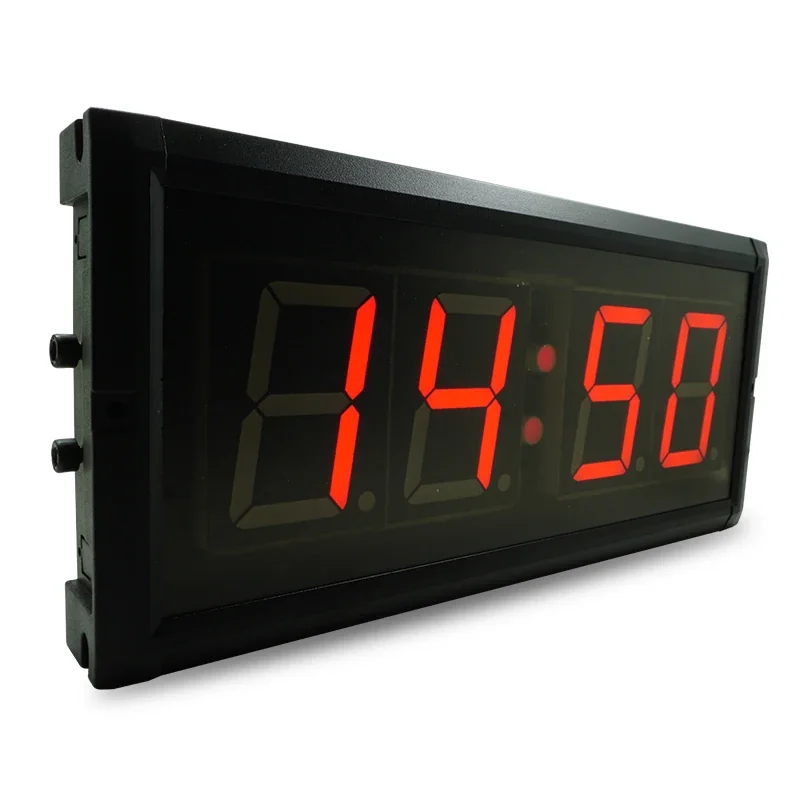 Modern 4-Digit Square LED Digital Clock with GPS & Timer - 3" Wall Mount Stopwatch for Meetings, Speeches, Countdown Timers - Living Room Dcor (Metal)