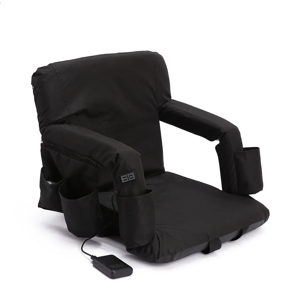 Black and Beige Folding Heated Moon Chair - USB Powered, 3 Heat Settings, Indoor/Outdoor Small & Large Sizes.