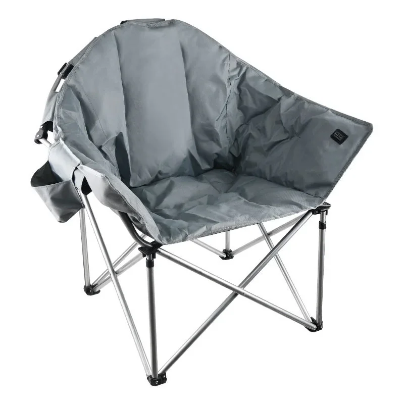 Heated Camping Chair with Padded Seat and 3 Heat Settings - Folding Moon Chair for Outdoor Use, Beach, Fishing