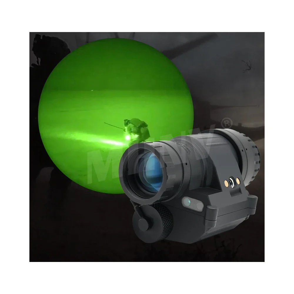 MHNV High Performance FOM1400+ Green/White Phosphor Head-Mounted PVS-14 Night Vision Monocular