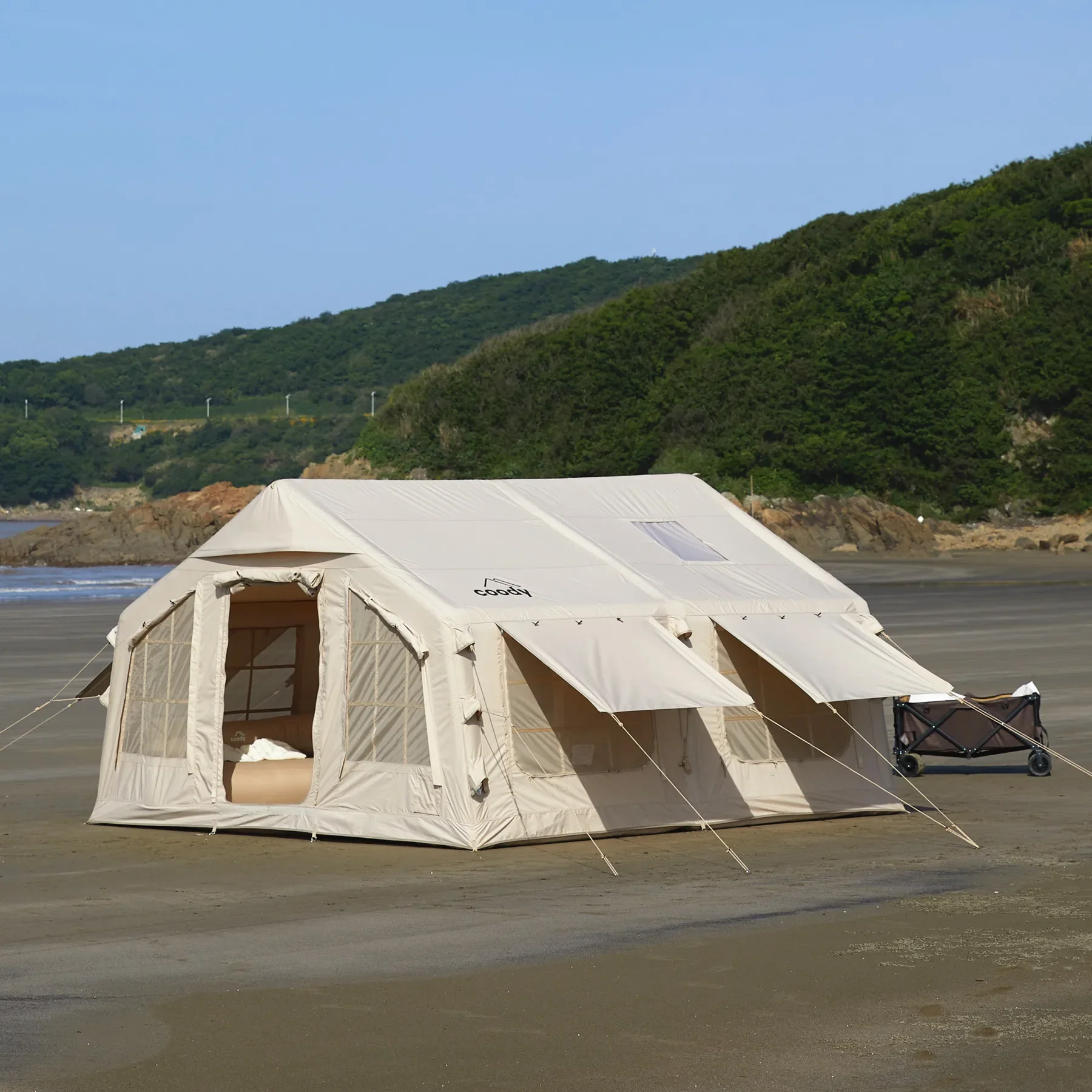 Premium Waterproof Inflatable Tent - Airbeam Technology (9 12) - Oxford Cloth, Portable & Detachable, for Parties & Camping Adventures