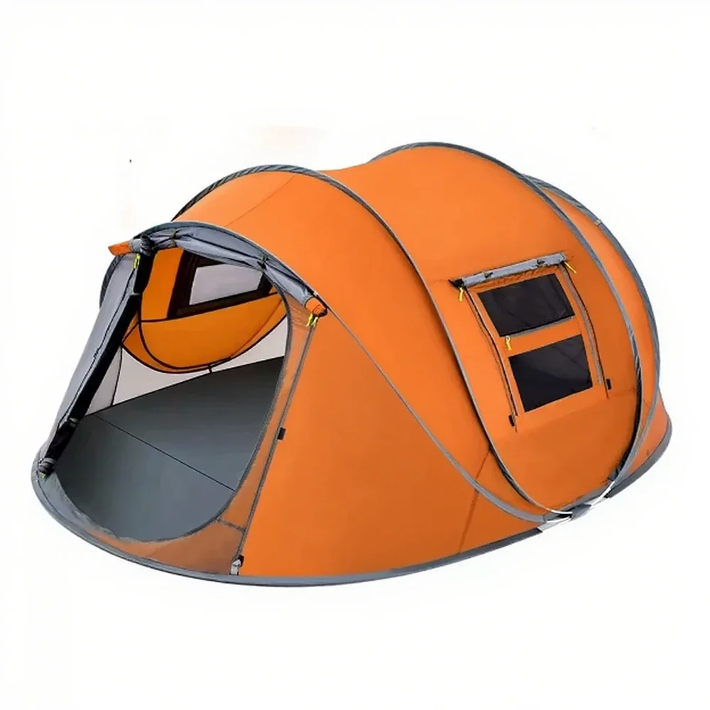Single-Layer Foldable Camping Tent - Essential Gear for Rain & Sun Protection (Steel Frame)