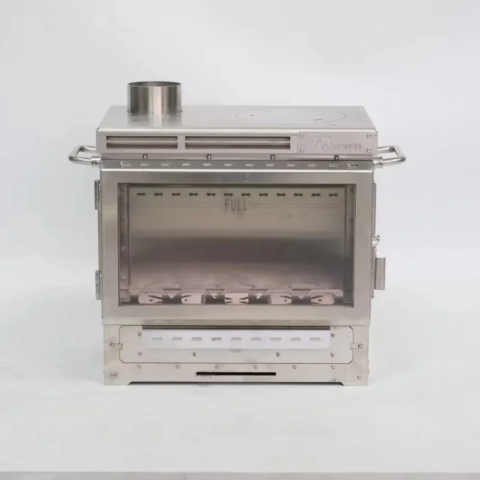 Portable Camping Stove for Barbecue, Heating & Cooking - Stainless Steel Folding Camp Cookware Set