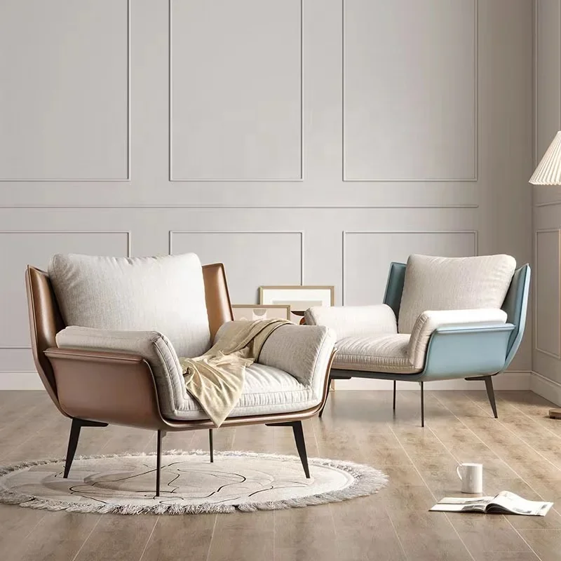 Modern Leisure Single Sofa Chair - Metal Frame, Corduroy Fabric Accent Lounge Chair for Living Room