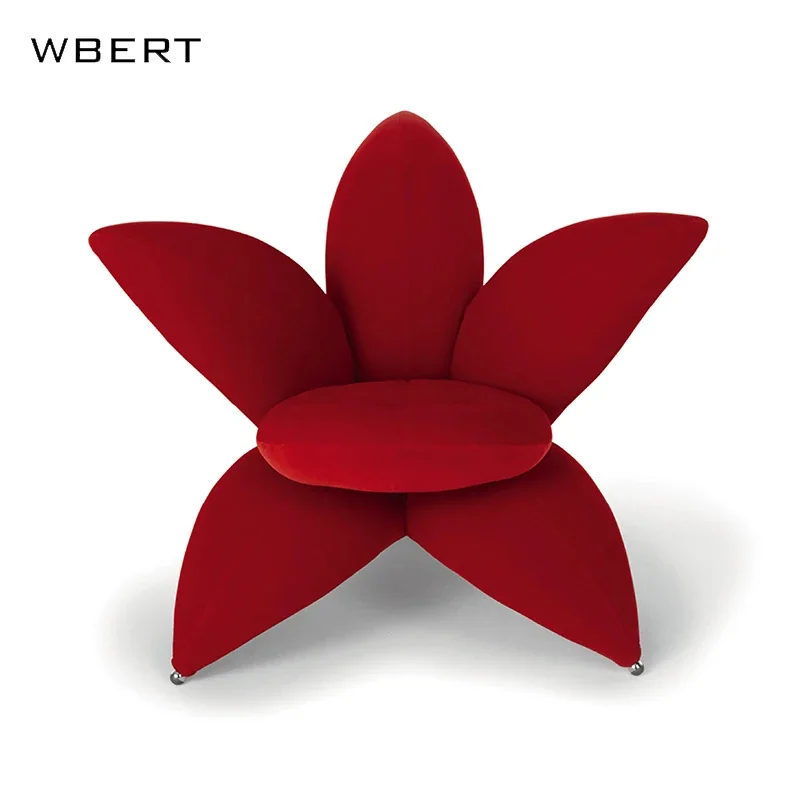 WBERT Lily Flower Armrest Chair - Italian Style, Simple Leisure Seating, Horn Petal Design for Dining & Hotels