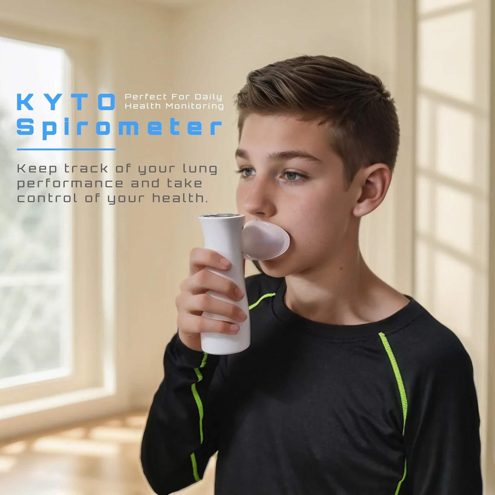 KYTO2850 Digital Spirometer: LCD Breath Trainer for Lung Capacity & Peak Flow Measurement