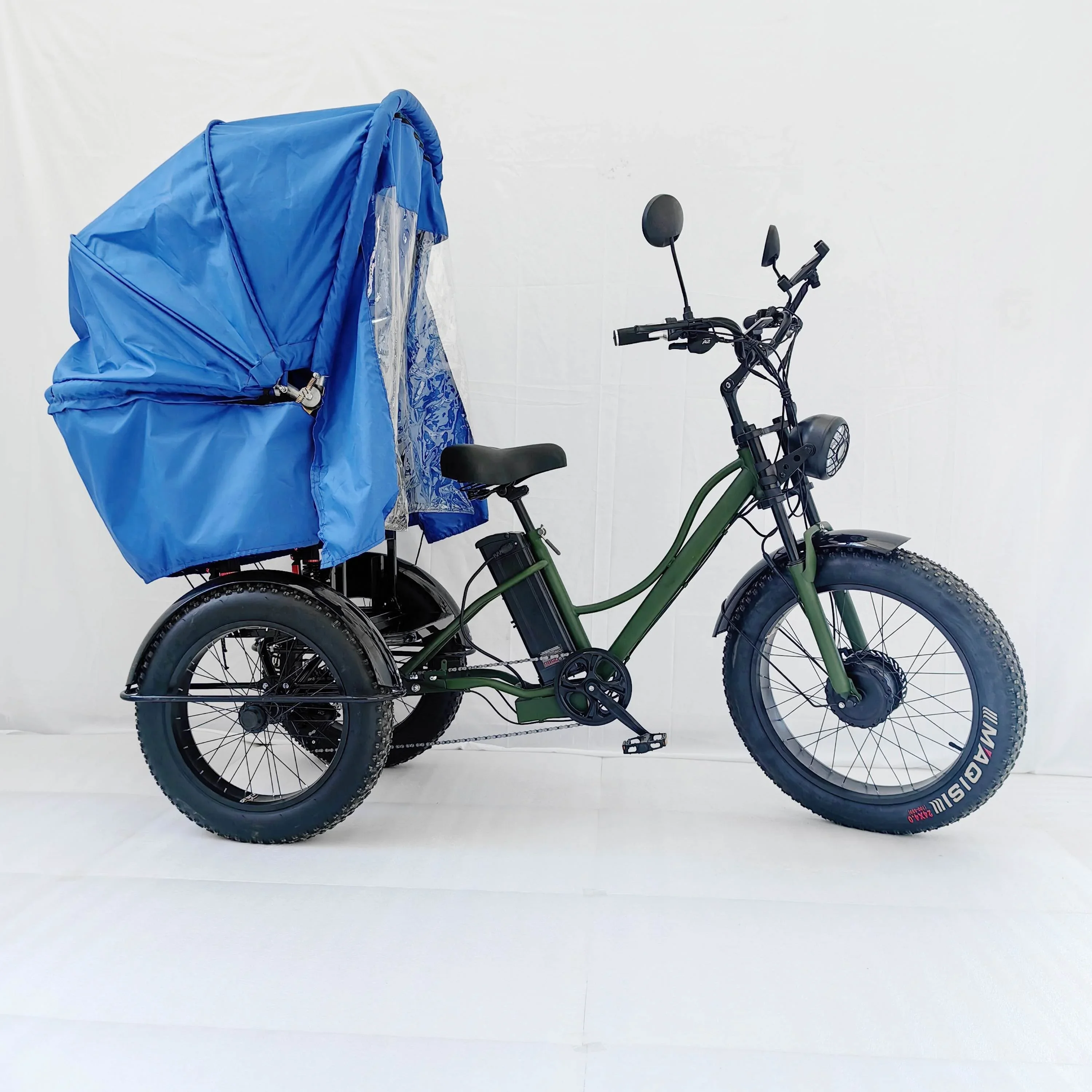 2024 Electric Trike Bike - 3 Wheel Fat Tire Cargo Bicycle with Canopy