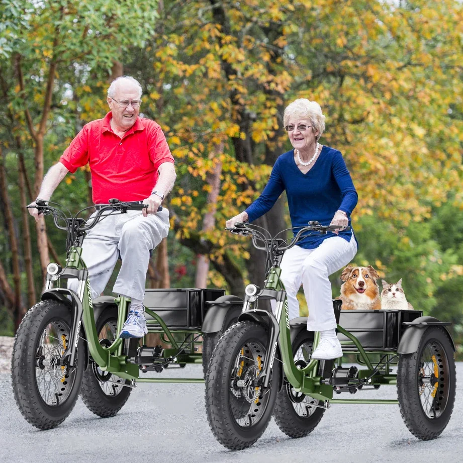 VIPCOO ET1 Electric Trike - 3 Wheel Fat Tire Cargo E-Tricycle for Adults