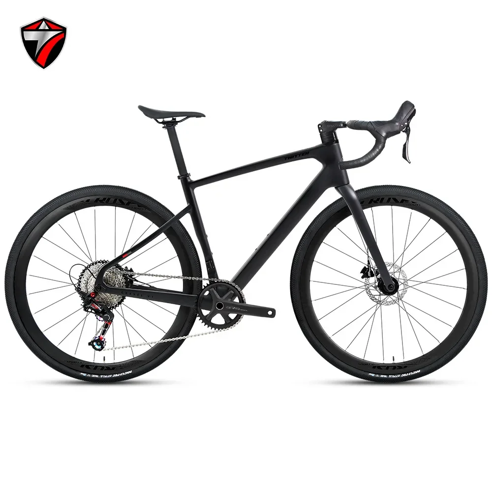 Twitter GRAVEL-V1 Carbon Fiber Road Bike 12 Variable Speed Full Oil Disc 40C Wide Tire Steel Fork-Ordinary Pedal Disc Brake