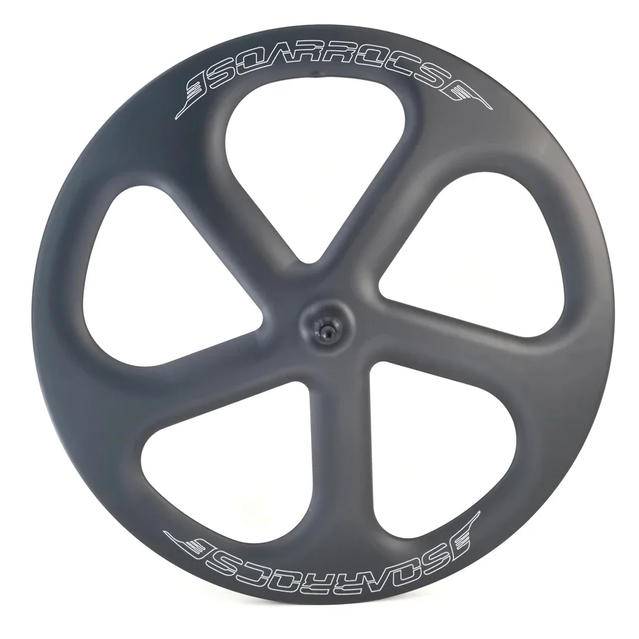 SoarRocs 700C 25mm Wide Tubular Front Track Bike Wheel - 5 Spokes - Ultralight Carbon (900g) Wheelset