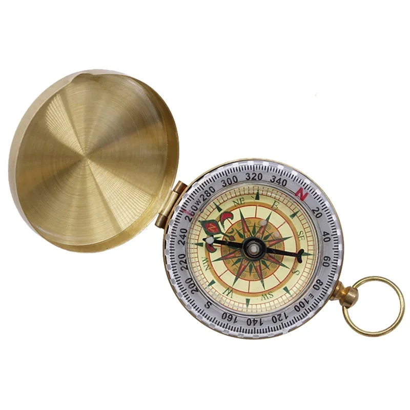 Pocket-Sized Camping Compass: Brass Survival & Self-Defense Tool